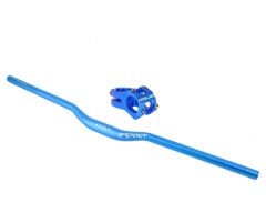 İmpact Mavi 740mm Alüminyum 31.8 Bisiklet Gidon + Boğaz Seti