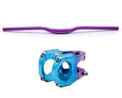 Raptor Mor Mavi MTB Açılı Riser Bisiklet Gidon + Boğaz Seti