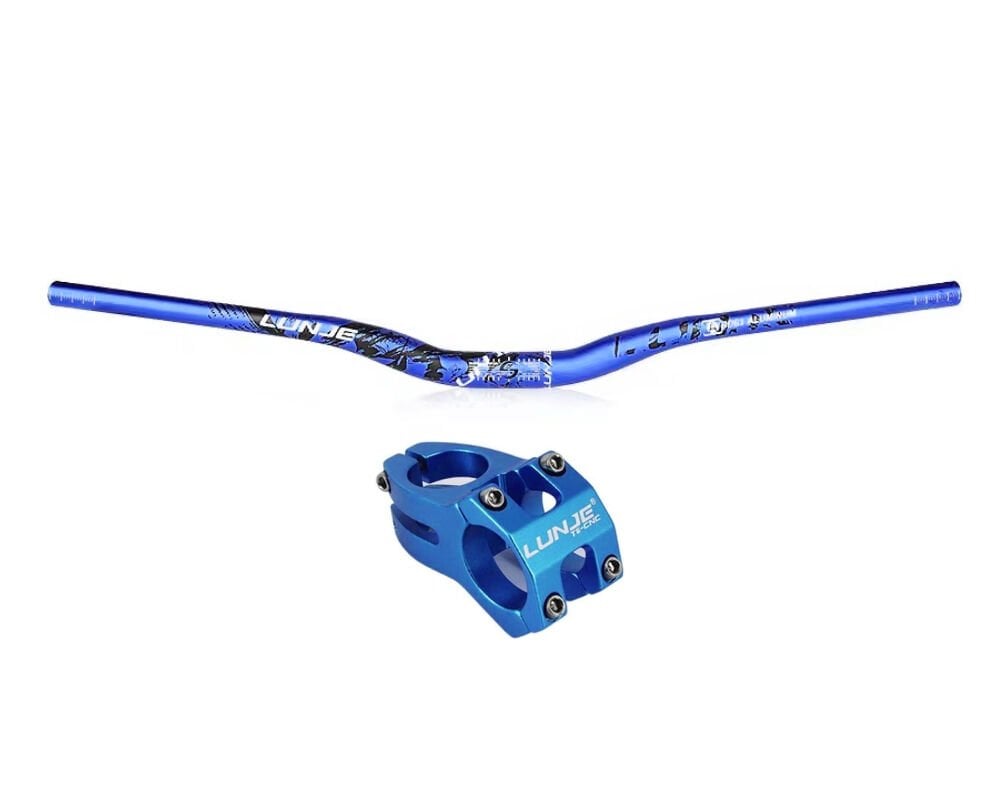 Lunje Mavi Alüminyum 780mm Bisiklet Gidon Boğaz Seti