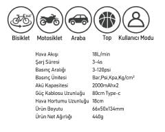 Raptor D17-01 Şarjlı Bisiklet Motosiklet Otomobil Pompası
