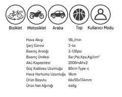 Raptor D17-01 Şarjlı Bisiklet Motosiklet Otomobil Pompası